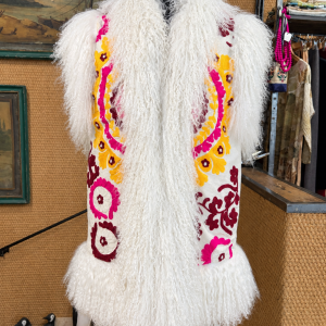 Mauro Guerresco - Gilet Corto Passion Blanche in Mongolia Bianco con Ricami Floreali
