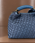 ViaMail Bag - Borsa Secchiello Camoscio Intrecciato Blu R04
