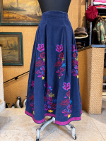 FrancescaBi - Gonna a Coste Blue Navy Fleur Foglie