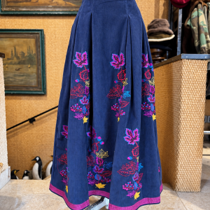 FrancescaBi - Gonna a Coste Blue Navy Fleur Foglie