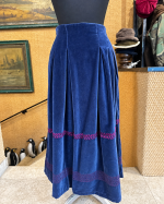 FrancescaBi - Gonna in Velluto Blue Fleur con Bordure