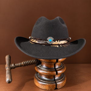 Mauro Guerresco - Cappello Texano in Lana Marrone con Piume 671800
