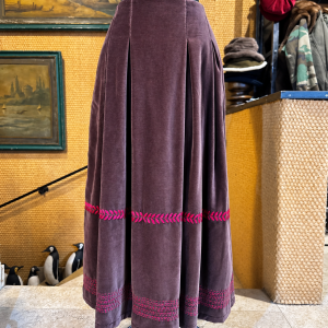 FrancescaBi - Gonna in Velluto Marrone Fleur con Bordure