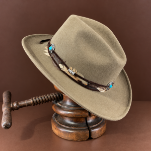 Mauro Guerresco - Cappello Texano in Lana Tortora con Piume671800